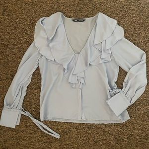 Powder blue Zara ruffle blouse 🩵
